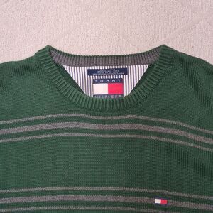 VTG Tommy Hilfiger Knit Sweater 90s Men's XL Crew Neck Striped Casual Preppy